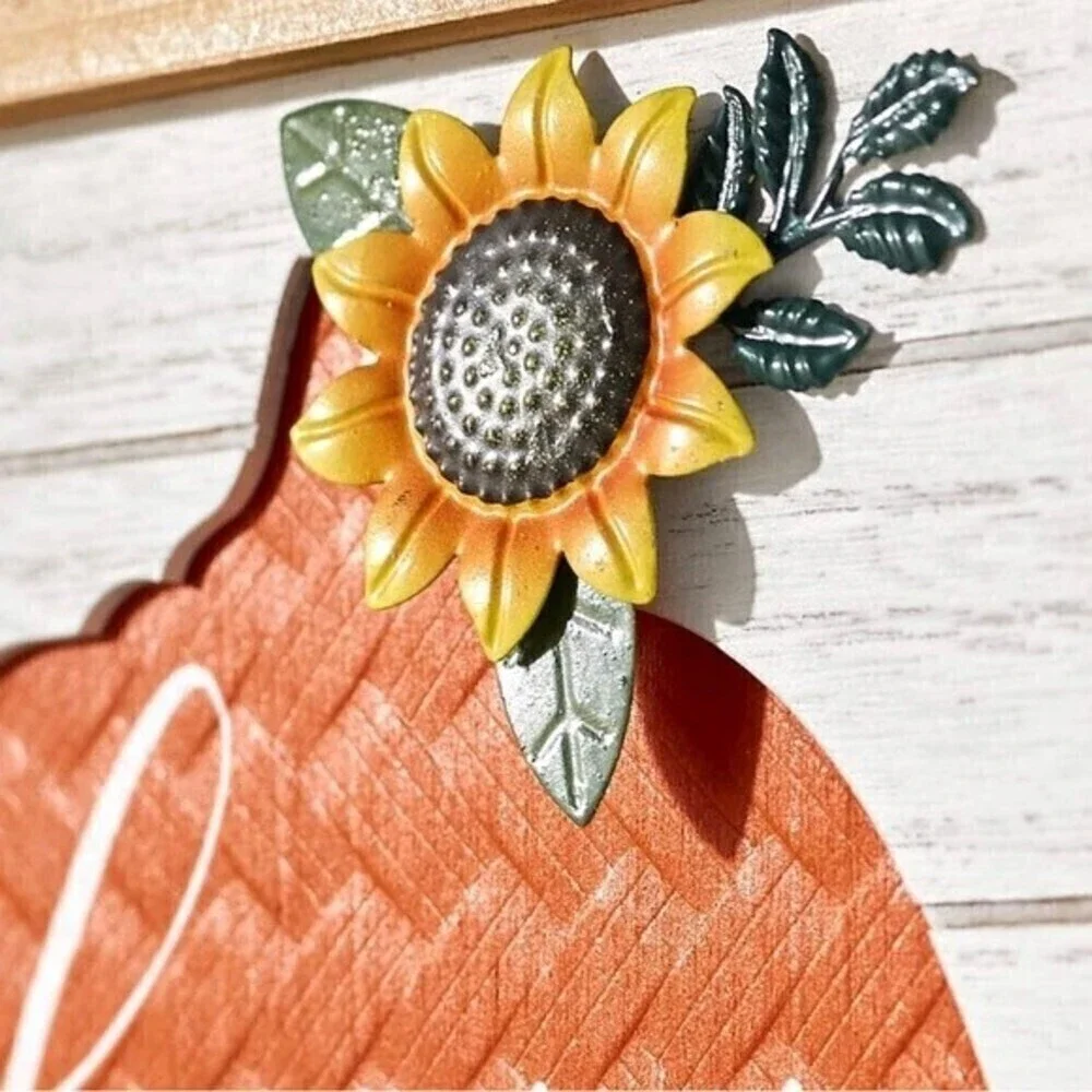 Happy Fall Y'all Sign Metal Sunflower Wooden Hanging Farmhouse Wall Front Door.